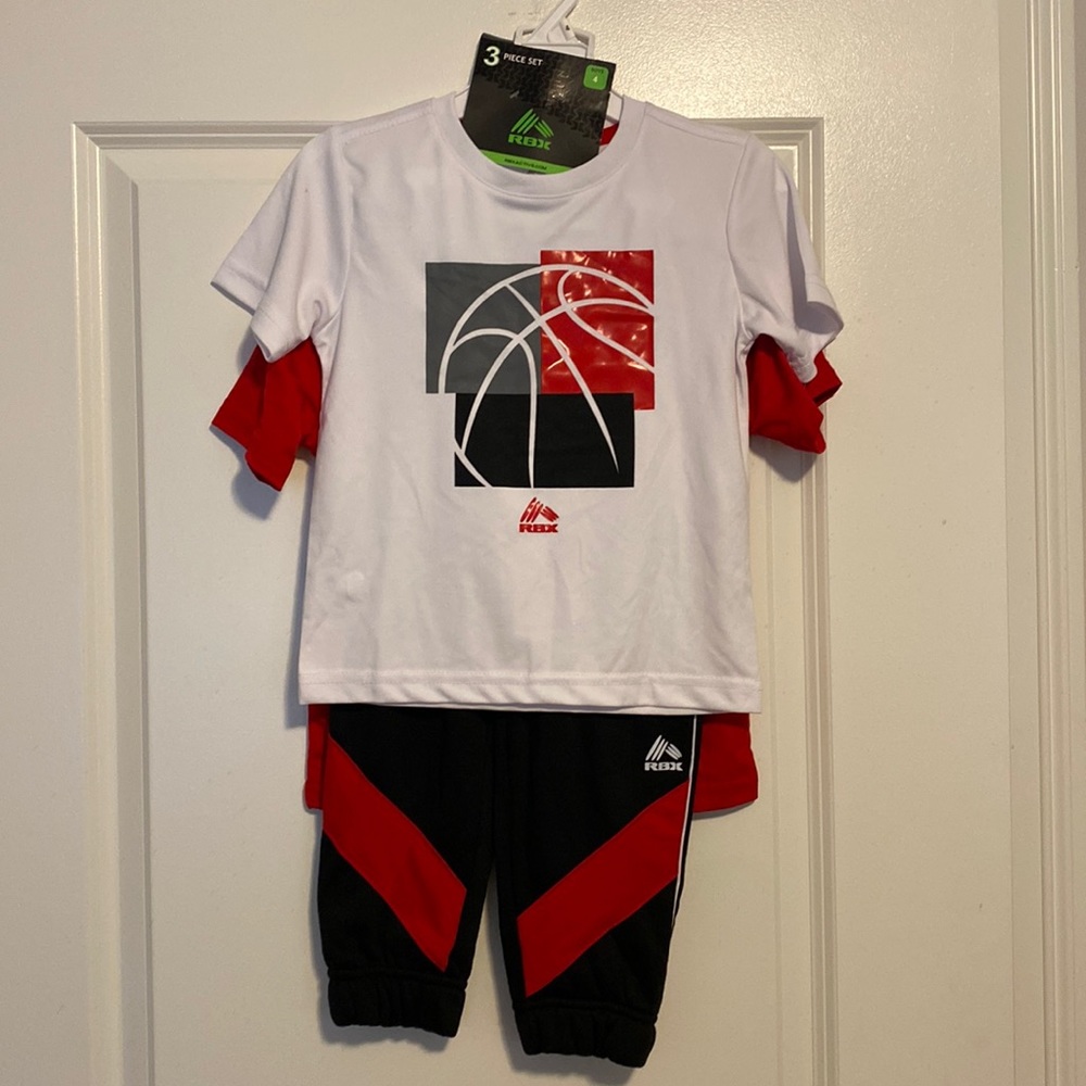 RBX Boys' Jogger Set - 3 Pieces - Short Sleeve T-Shirt and Fleece Sweatpants.